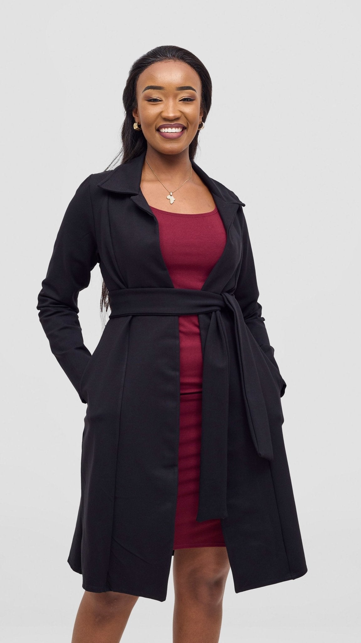 Vivo Basic Trench Coat - Black - Shopzetu