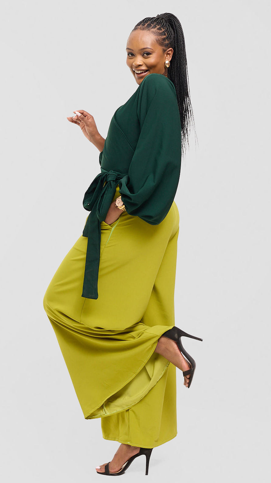 Eunike Zeinabu  Palazzo Pants - Lime Green