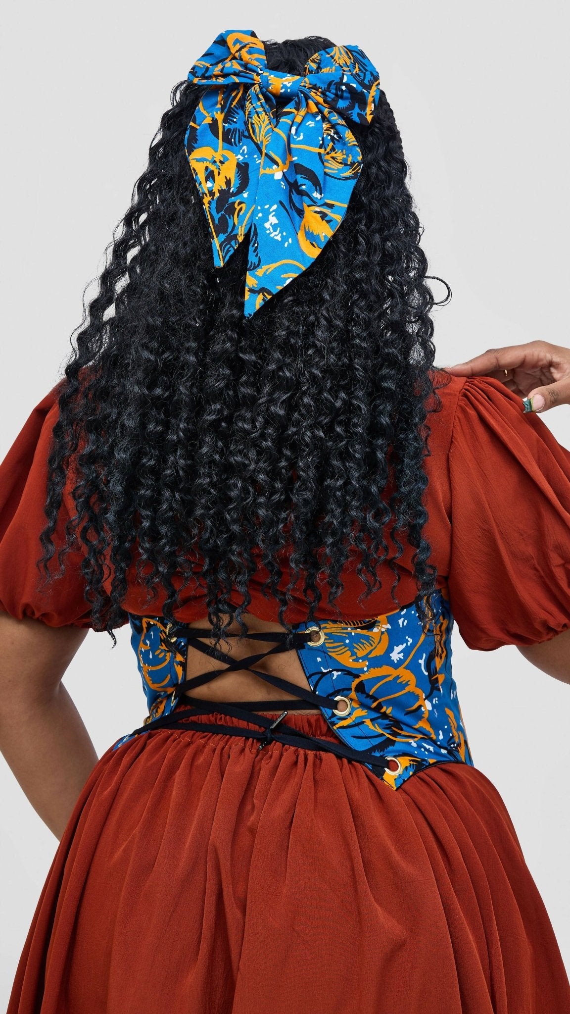 Corsetry And Co Matron Ankara Corset Belt Top - Blue - Shopzetu