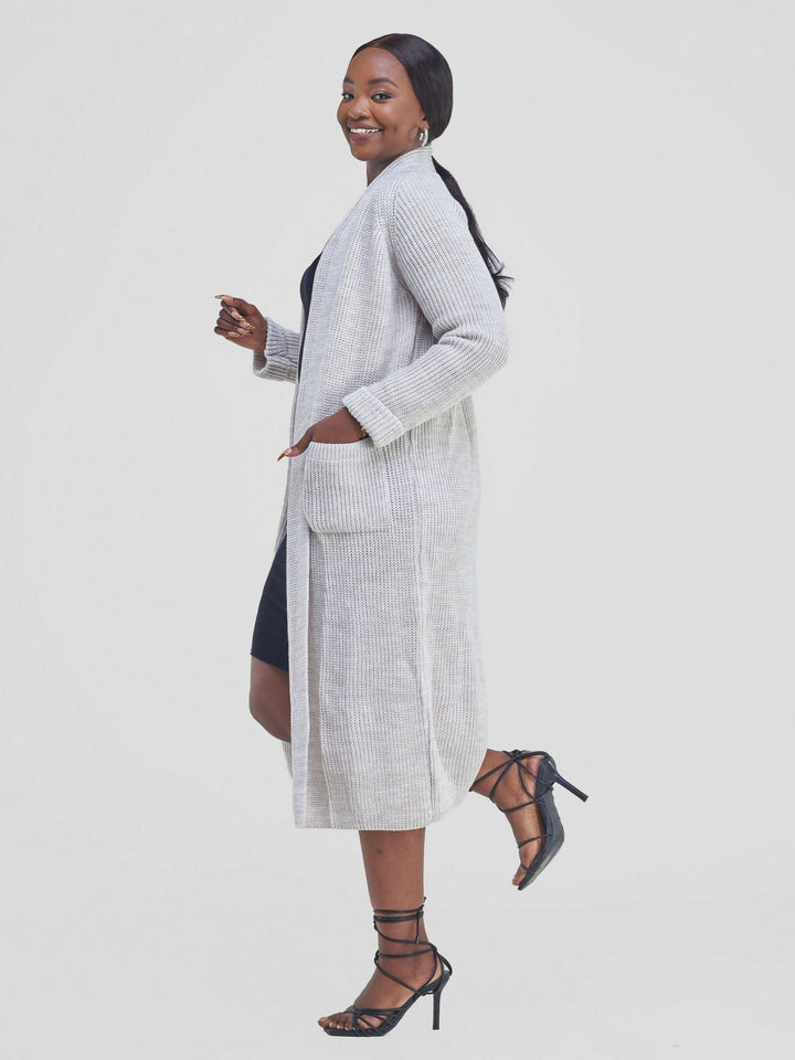 Anel’s Knitwear Midi Kimono - Off White - Shopzetu