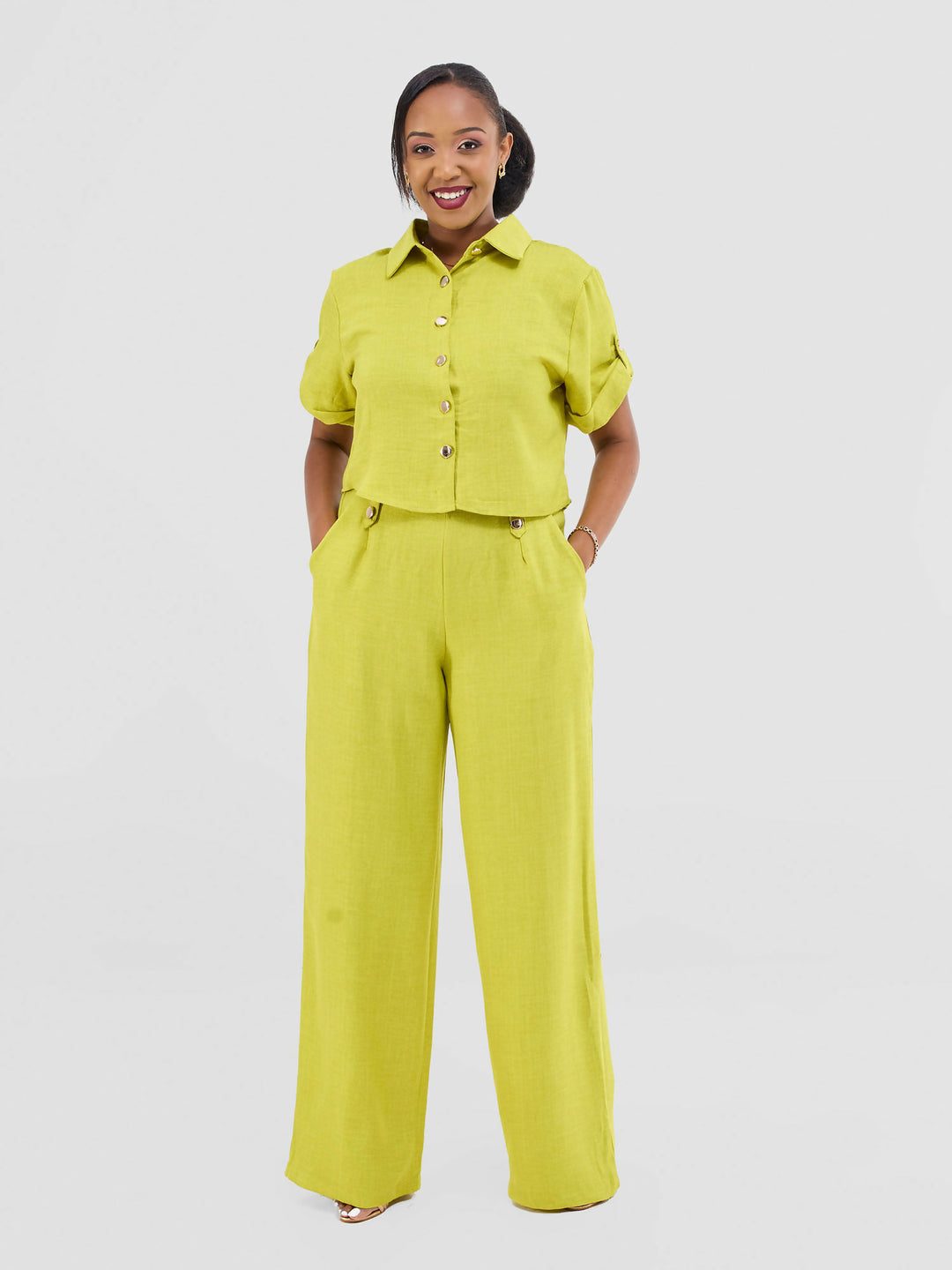 Prettygline Satin Set - Green - Shopzetu