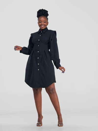 Elan CocoAfrike  Eila Shirt Dress - Black