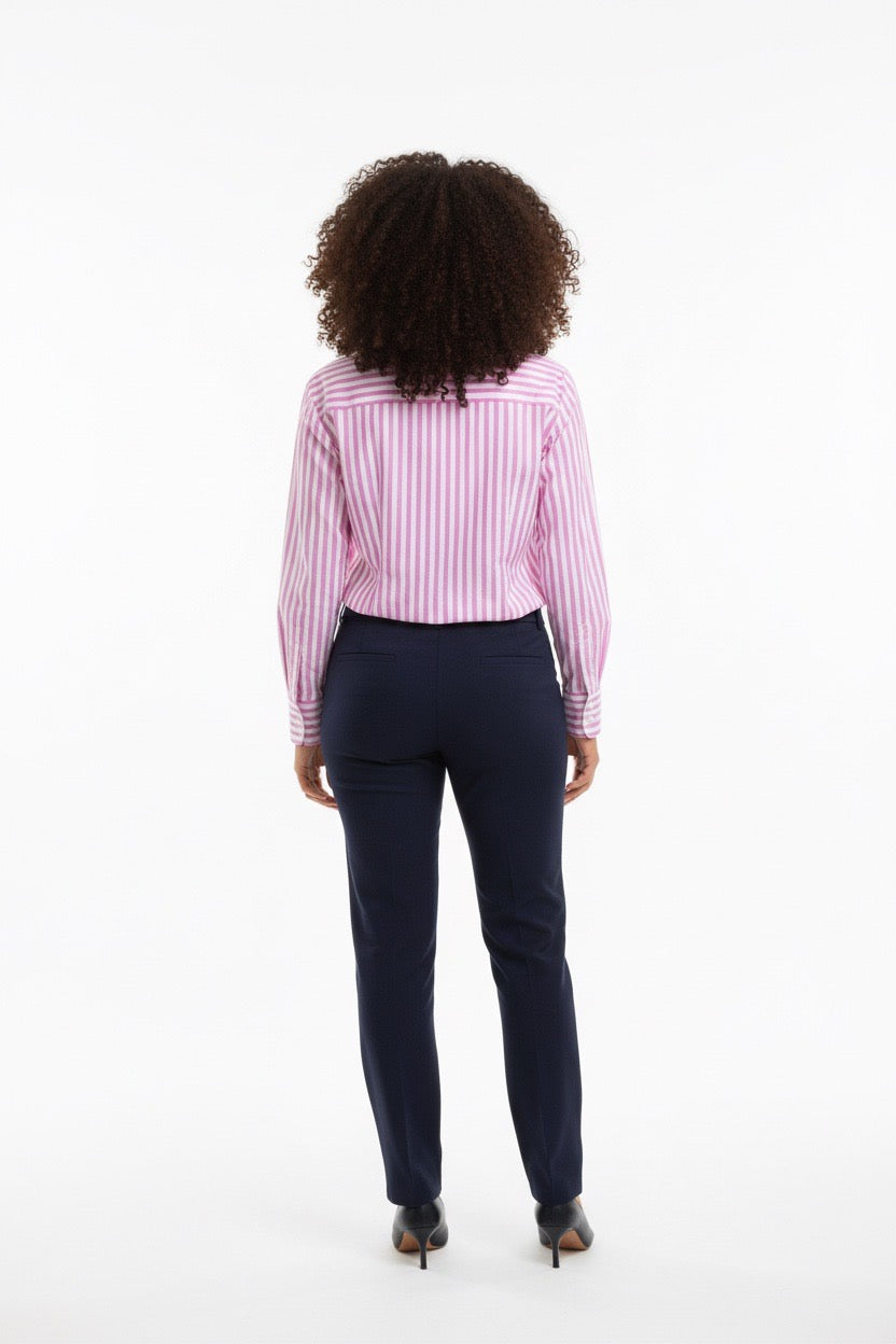 Stylish Sisters Striped Relaxed Fit Button-Up Shirt - Pink & White