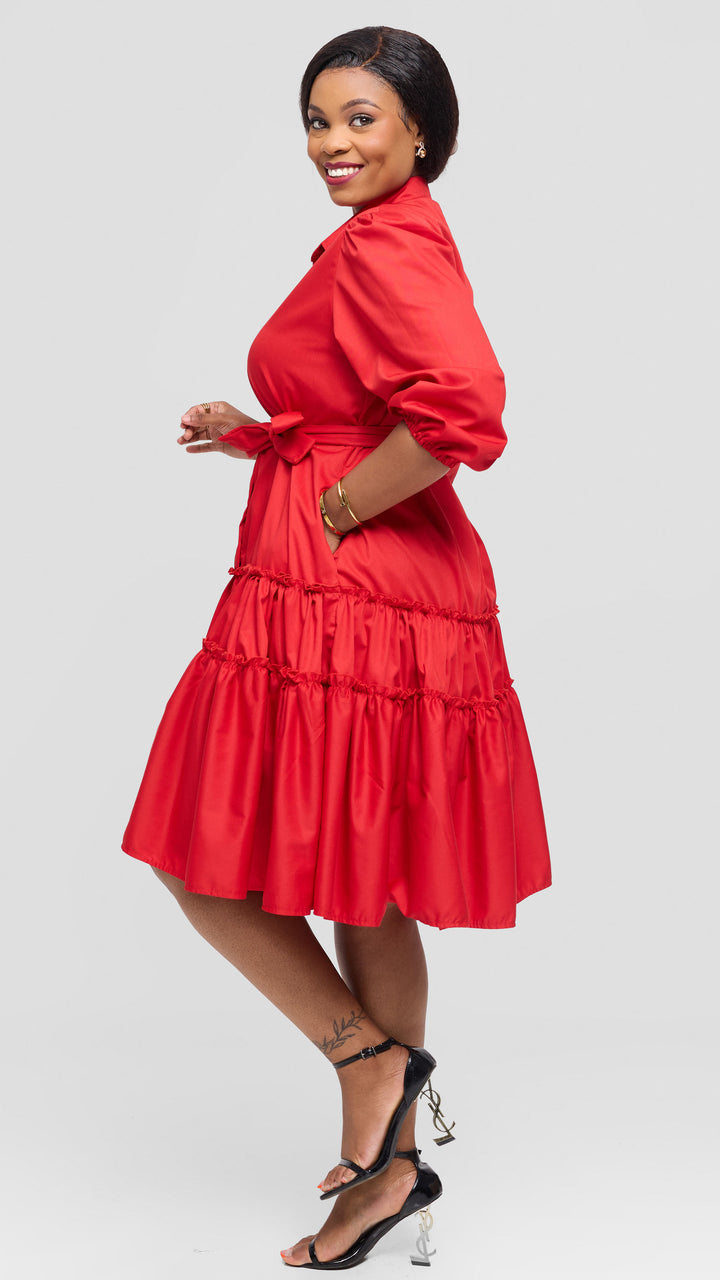 Lizola Suglo Shirt Dress - Red