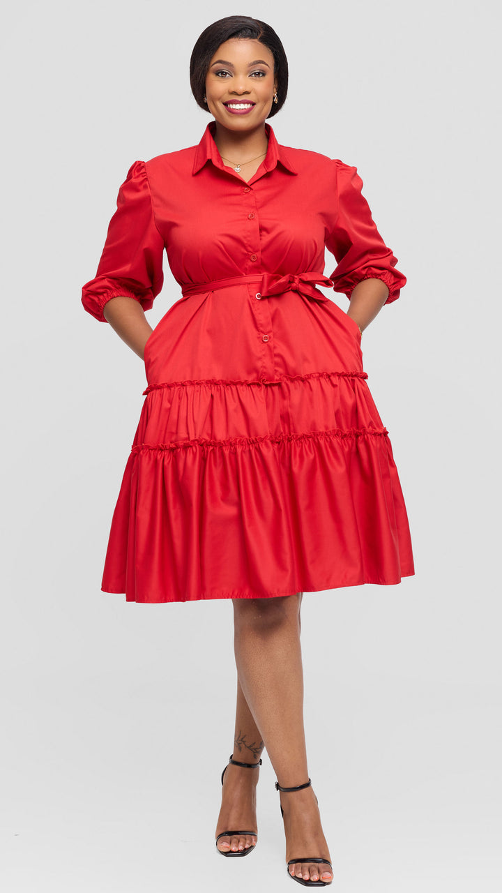 Lizola Suglo Shirt Dress - Red