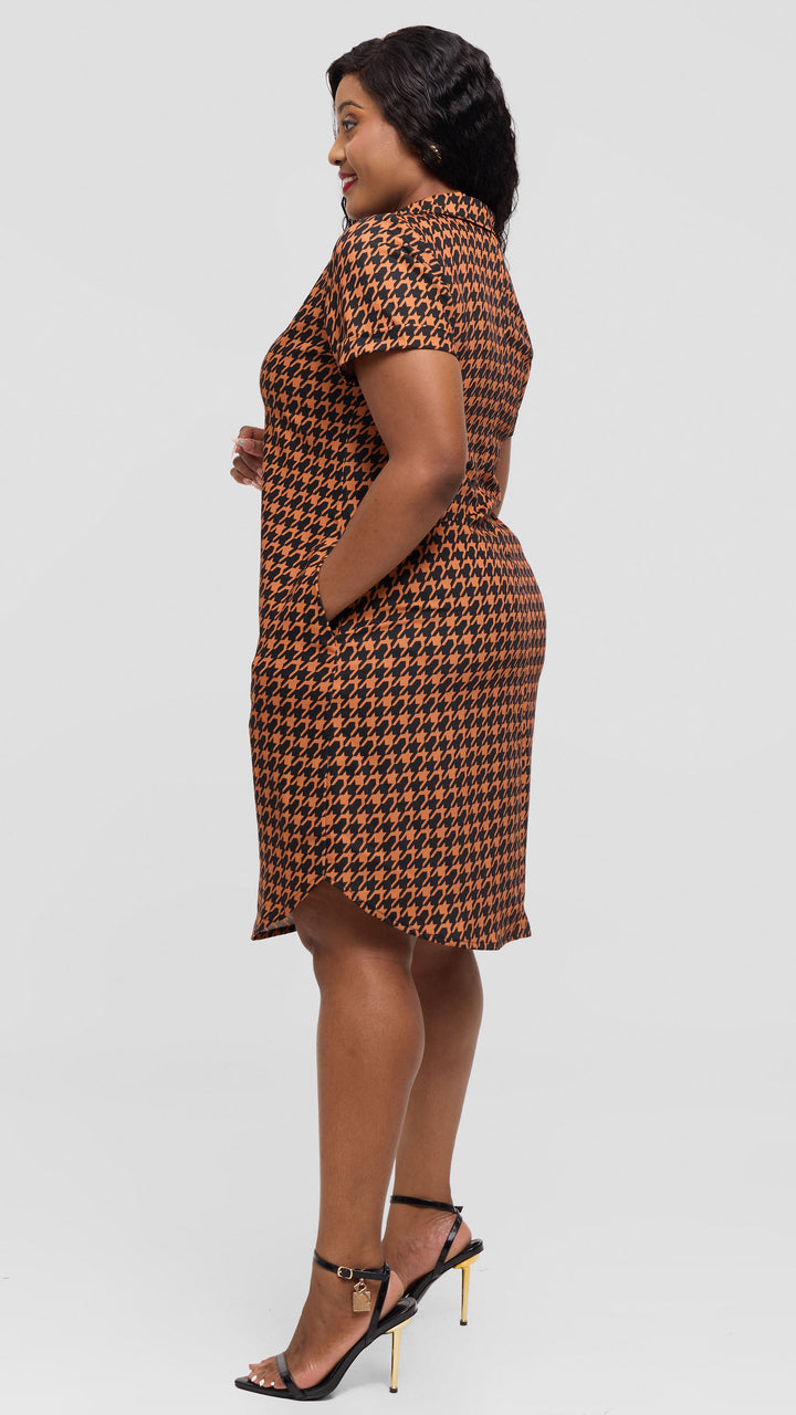 Jolly Fancy Wear Maya Shirt Dress - Gold / Black