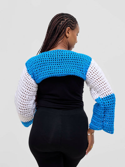 Twist & Turn Shrug Top - Blue / White - Shopzetu