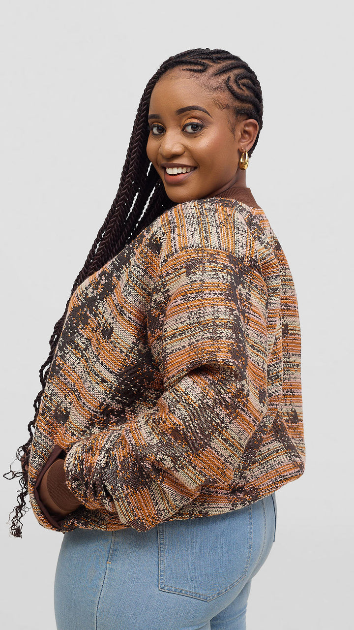 Marumara Creations Sika Knit Bomber Jacket - Brown