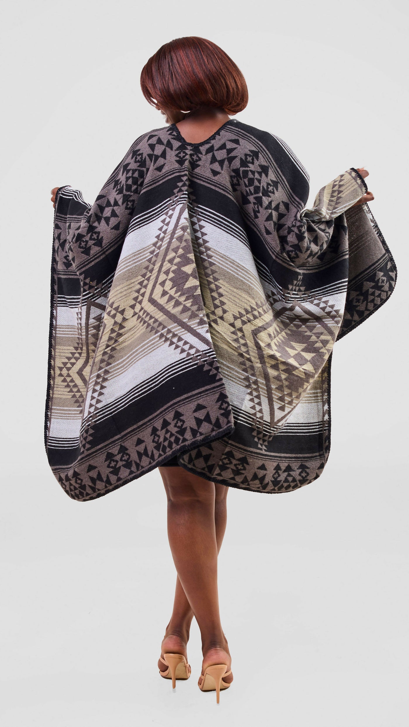 Afrodame Light Poncho - Grey / Beige