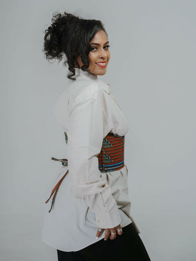 Misstcal Ankara Under Bust Corset Belt - Multicolored - Shopzetu