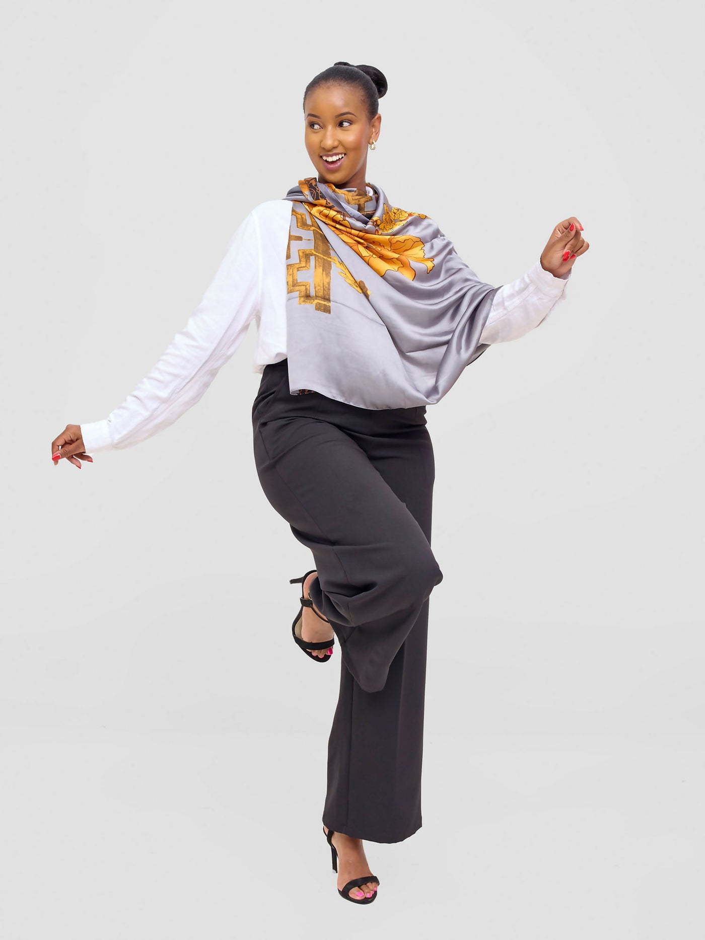 Ukiyo Lifestyle Silk Scarf - Grey - Shopzetu