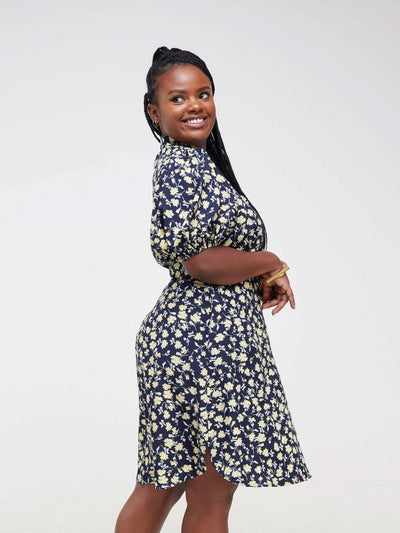 Purple Thread Taratibu Dress - Navy Blue Floral - Shopzetu