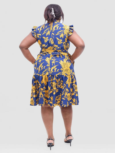 Lizola Uloaku Shirt Dress - Navyblue / Mustard - Shopzetu