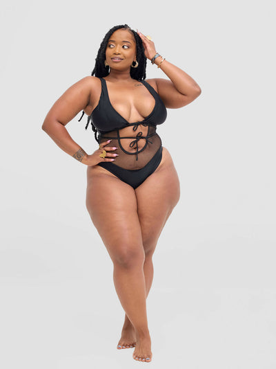 Shells Attic Monokini Swimwear Suit - Black - Shopzetu