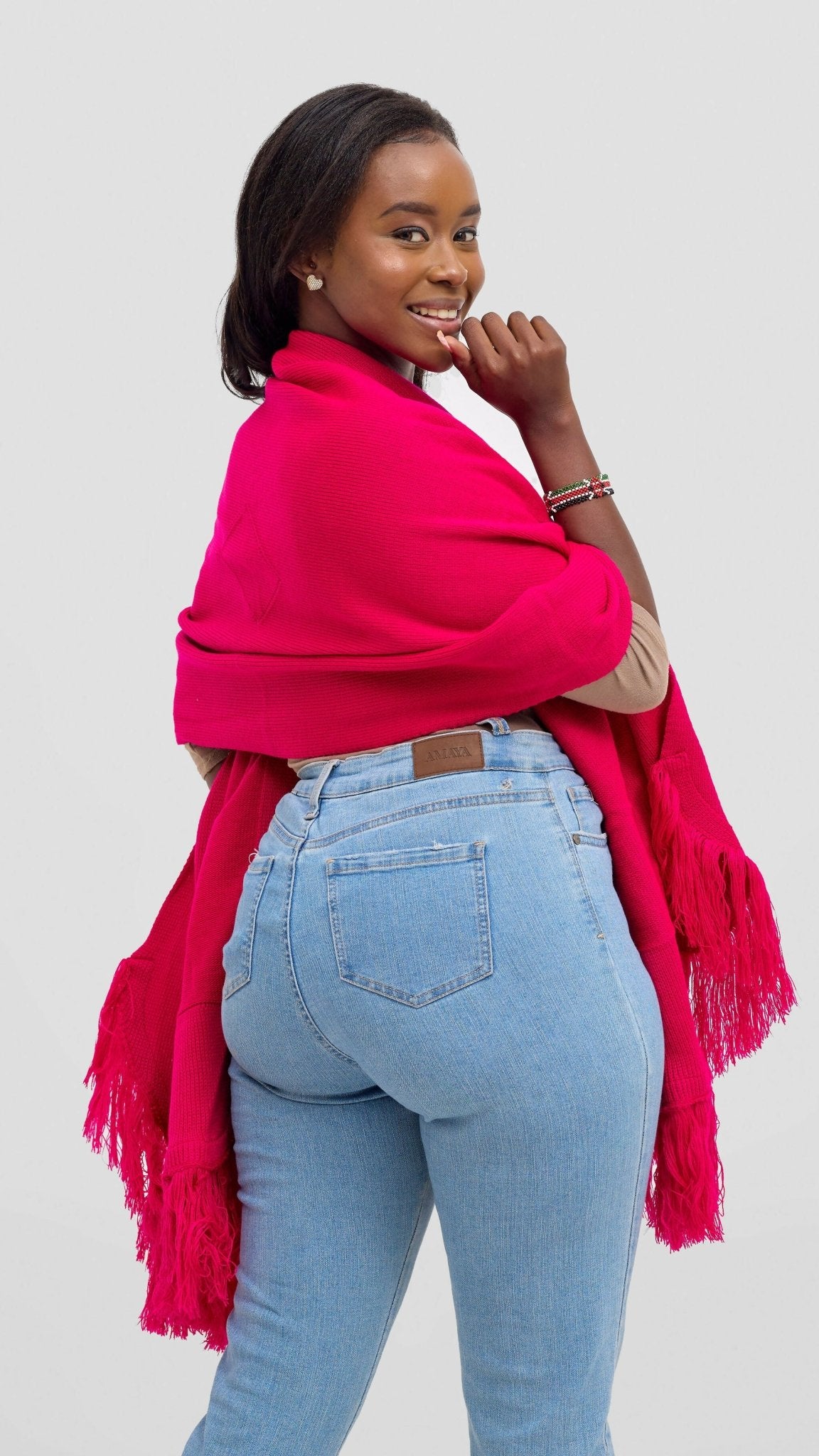 Anel's Diamond Poncho - Hot Pink - Shopzetu