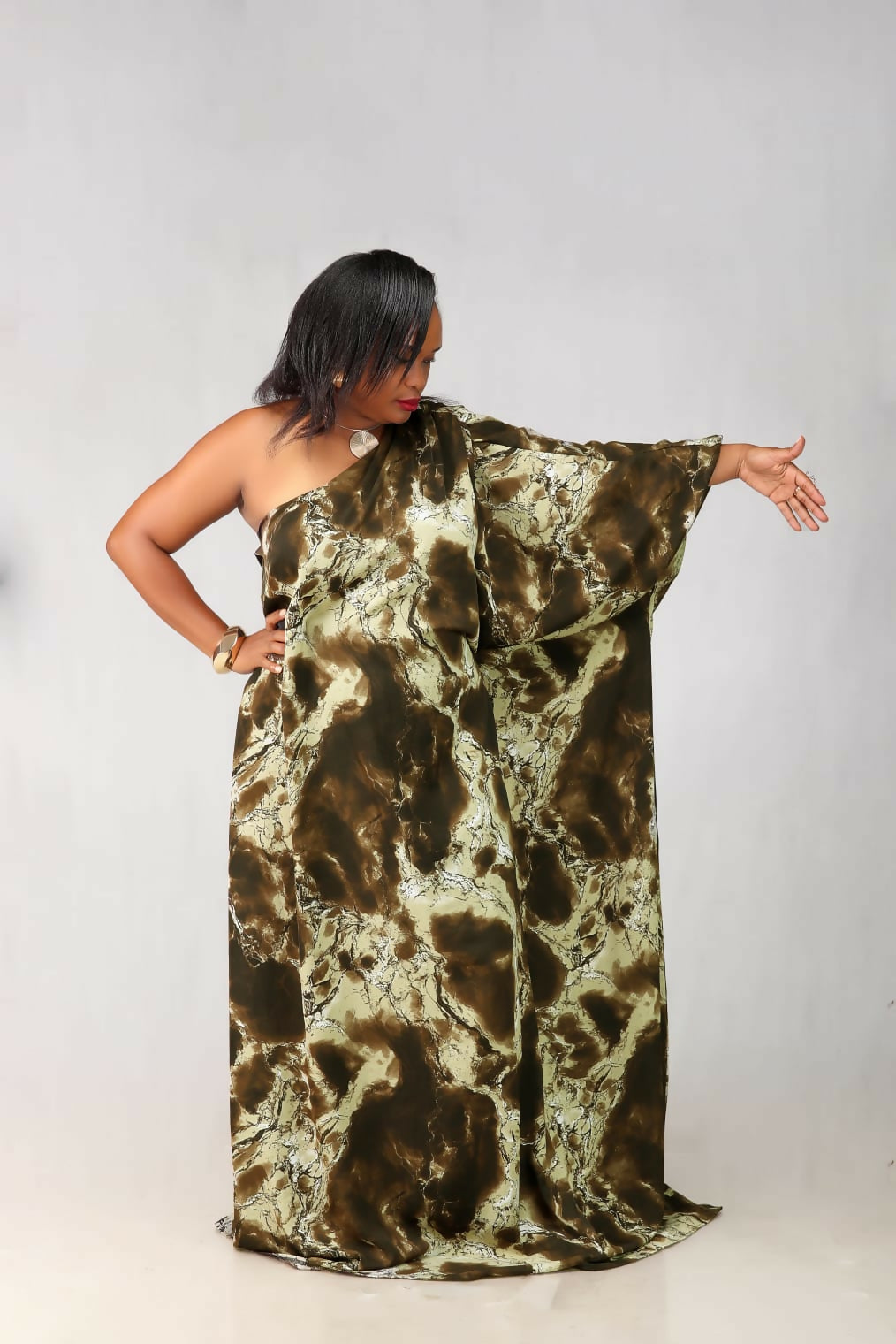 Thick & Fab Curvy Plus Size Fatima Dress - Green Print