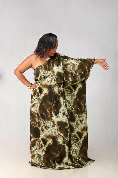 Thick & Fab Curvy Plus Size Fatima Dress - Green Print
