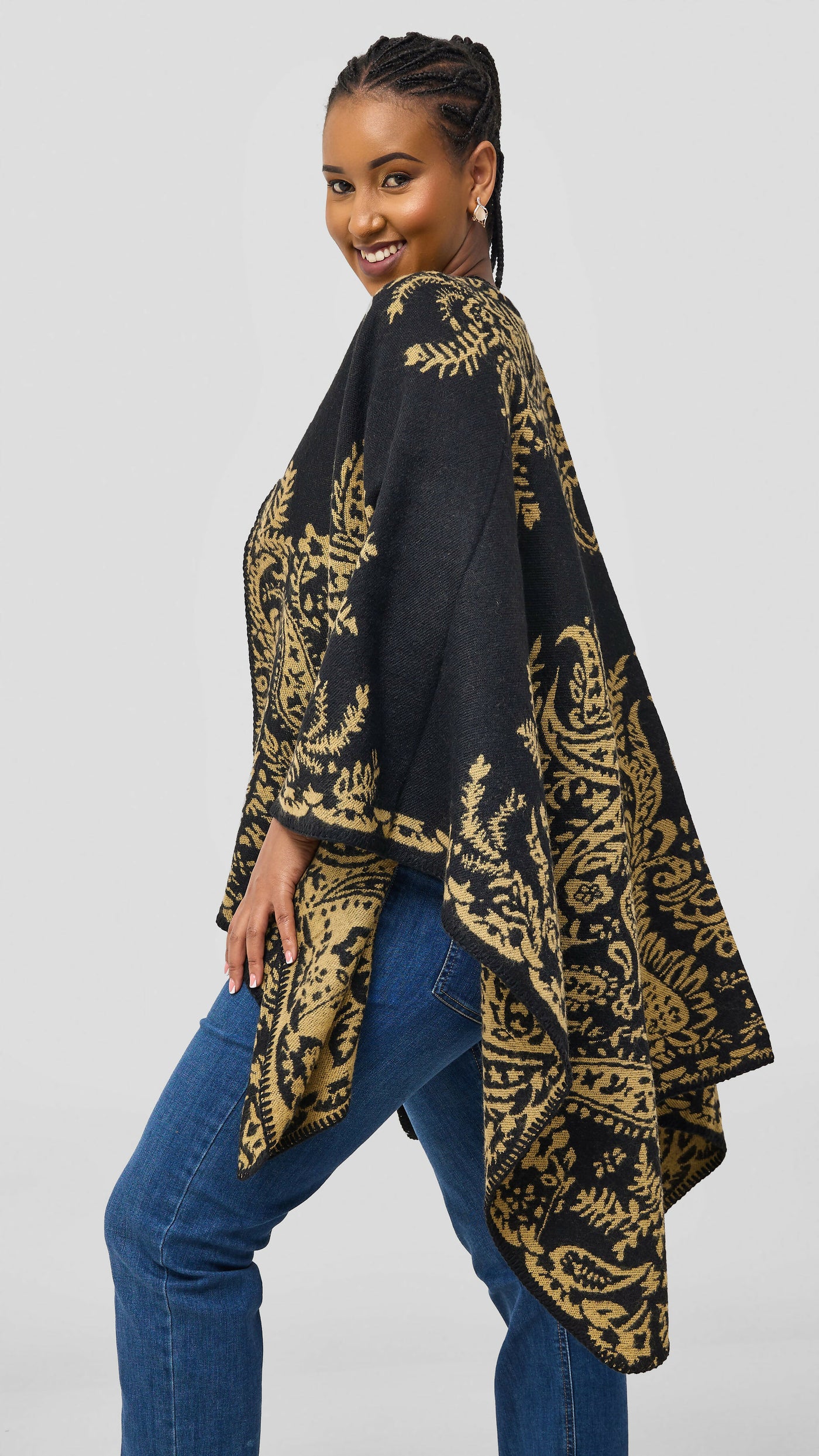 Afrodame Light Poncho - Black / Brown