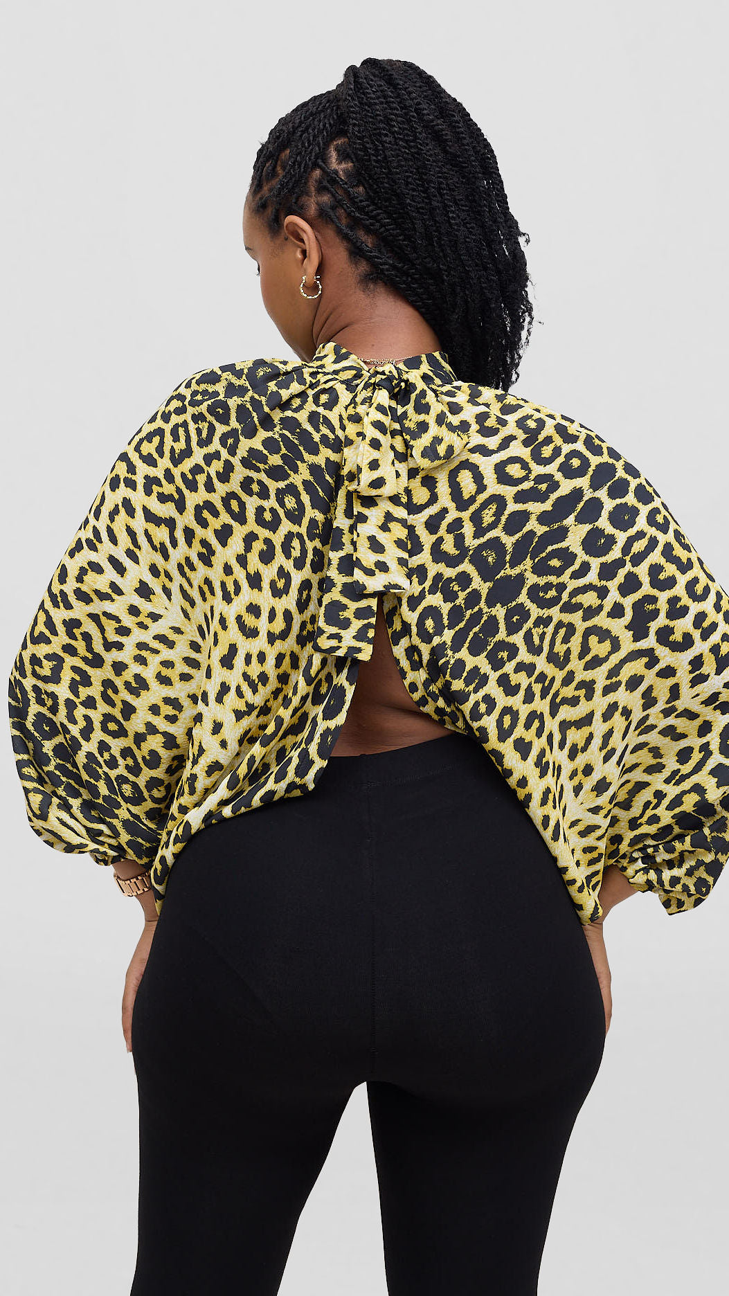 Vazi Afriq Chiffon Top - Cream Animal Print