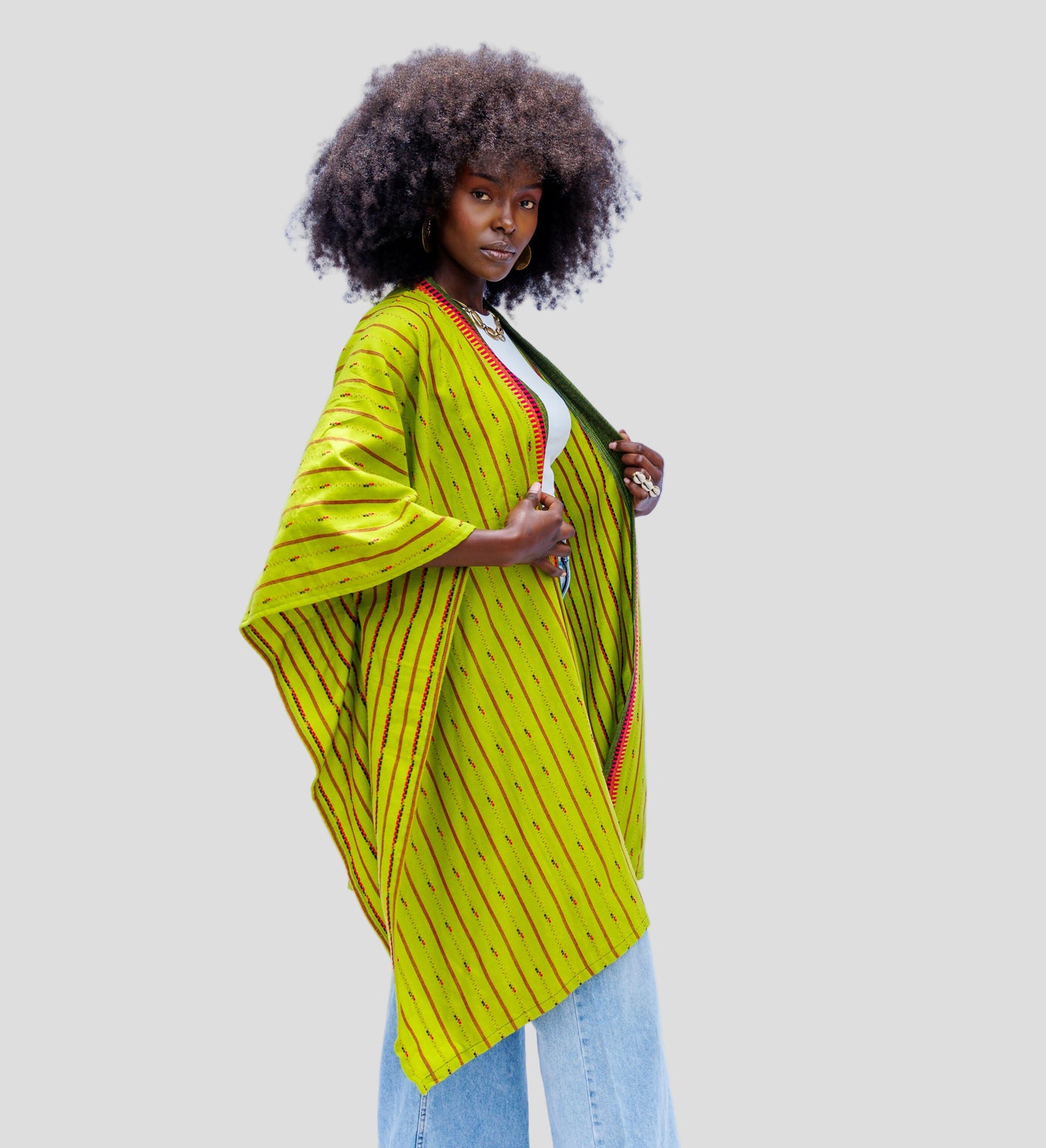 Liquid Lemn Curvy Plus Size Jasiri Kimono - Olive