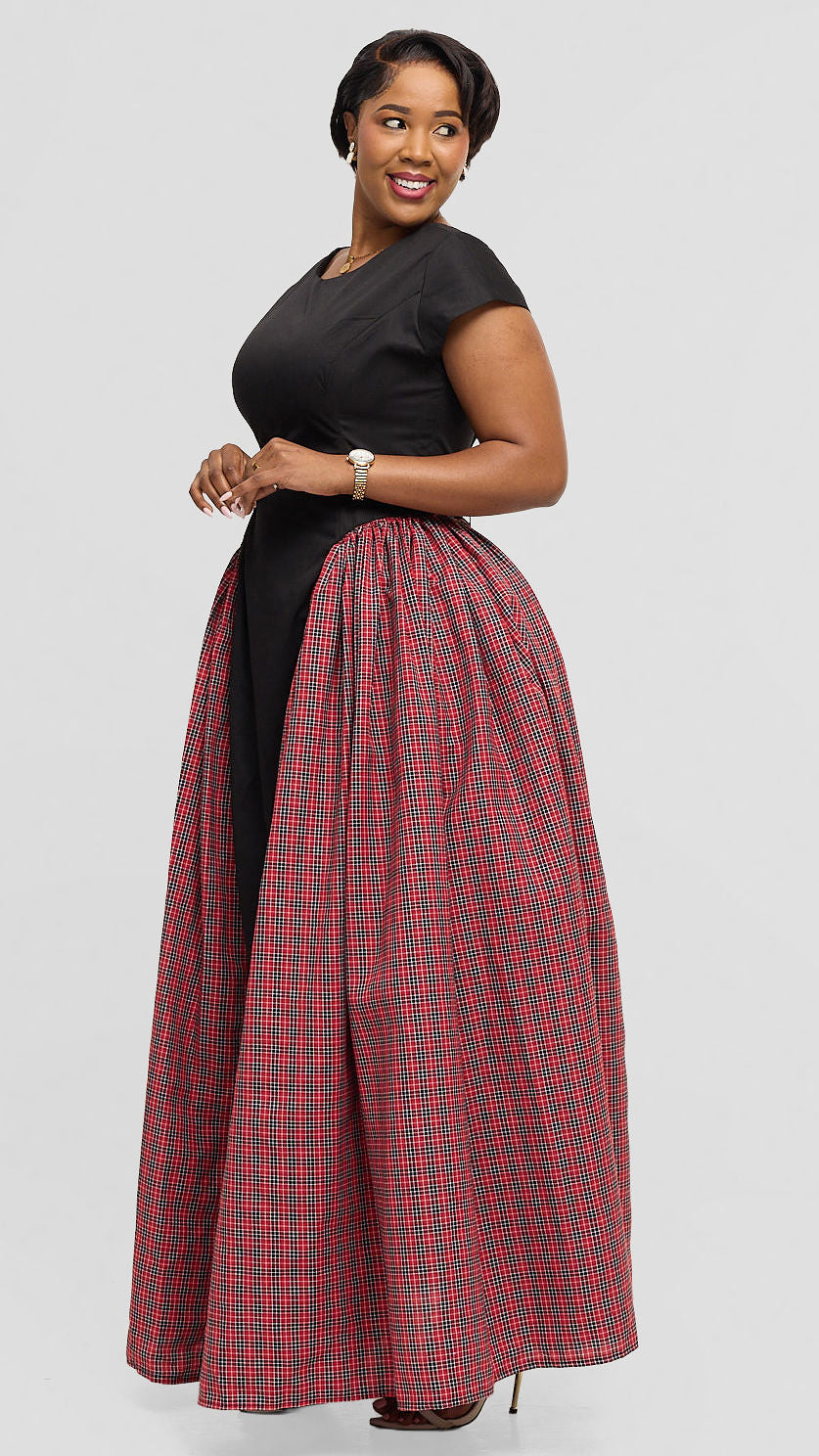 Tuwe Bora Mazuri Print Dress - Black with Red Print