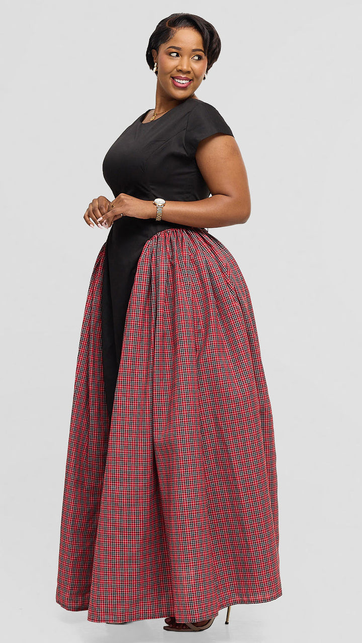 Tuwe Bora Mazuri Print Dress - Black with Red Print