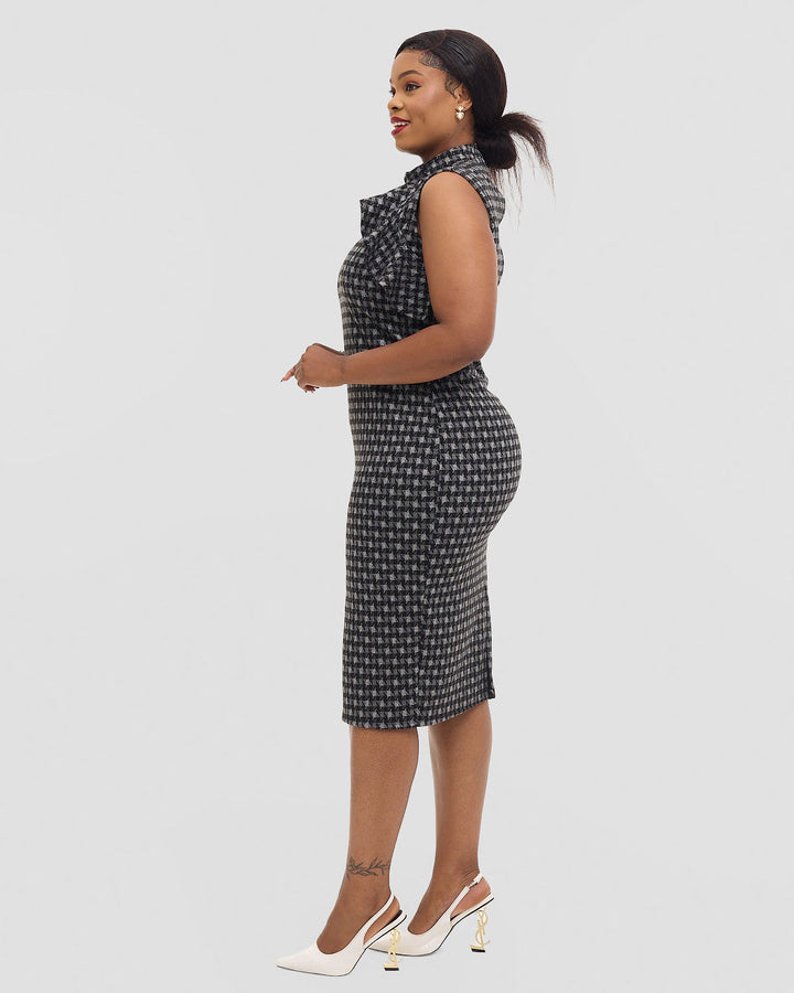 Lizola Raven Bodycon Dress - Grey / Black