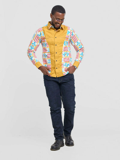 Mendilines Warm African Shirt - Yellow Print - Shopzetu
