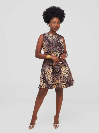Lokali Designs Dala Dress - Animal Print Brown - Shopzetu