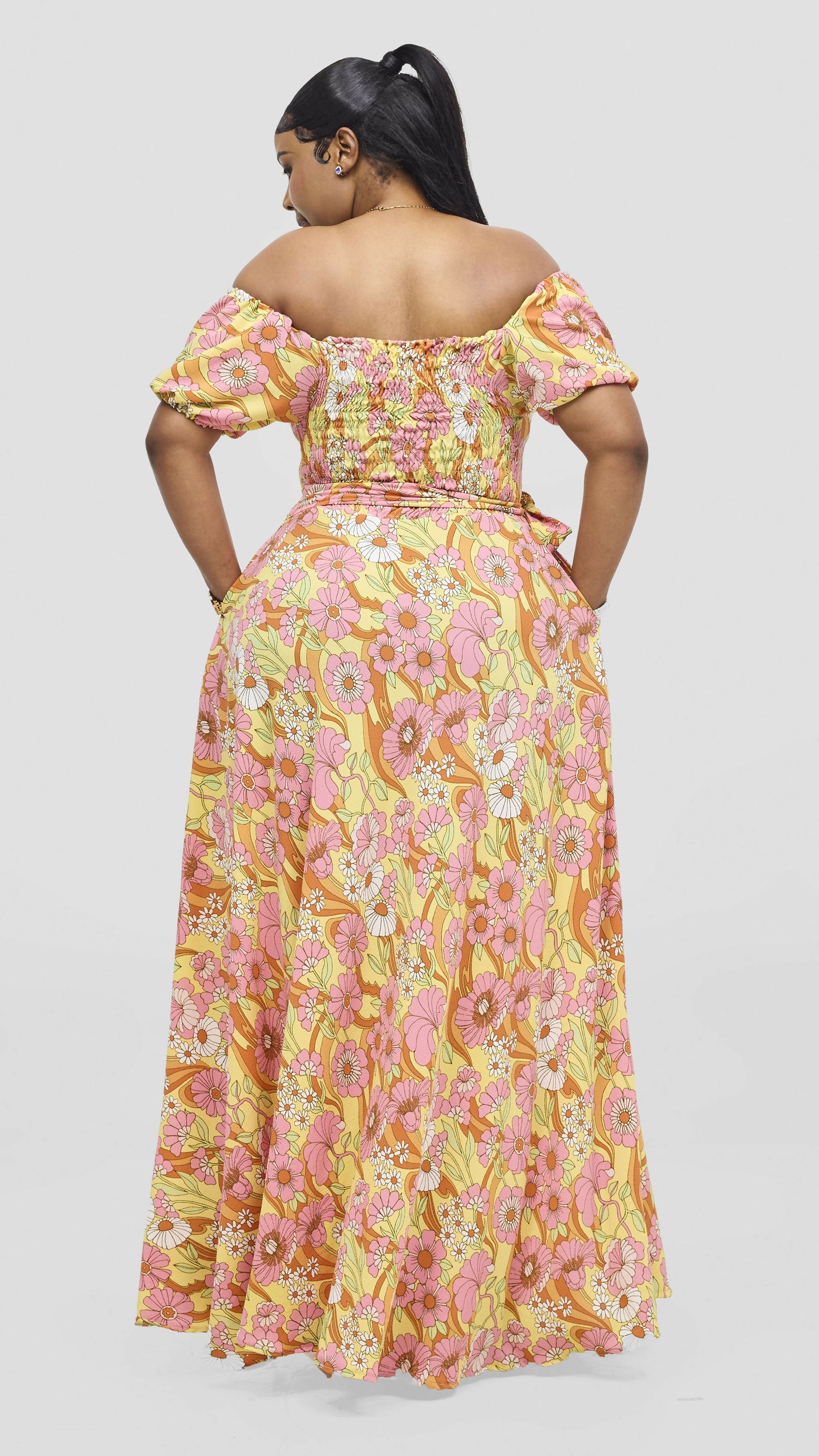 Silk House Collection Curvy Plus Size Malaika Skirt Set -Olive Green/Mustard Combo