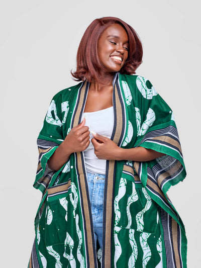 Tuli Zinthle Kimono - Green / White