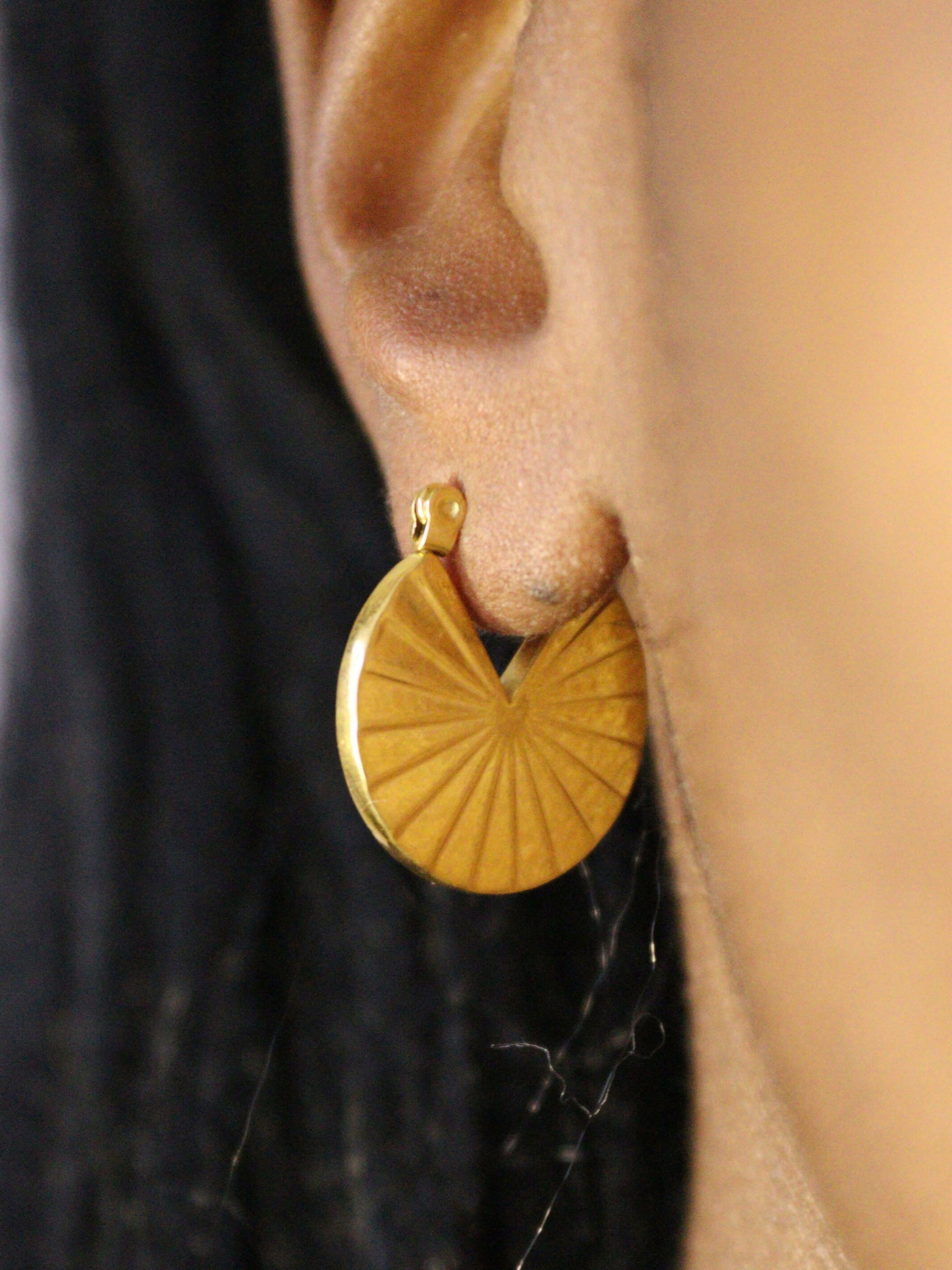 non fading18k gold plated fan hoop earrings to pair with dresses, work wear, pants or tops