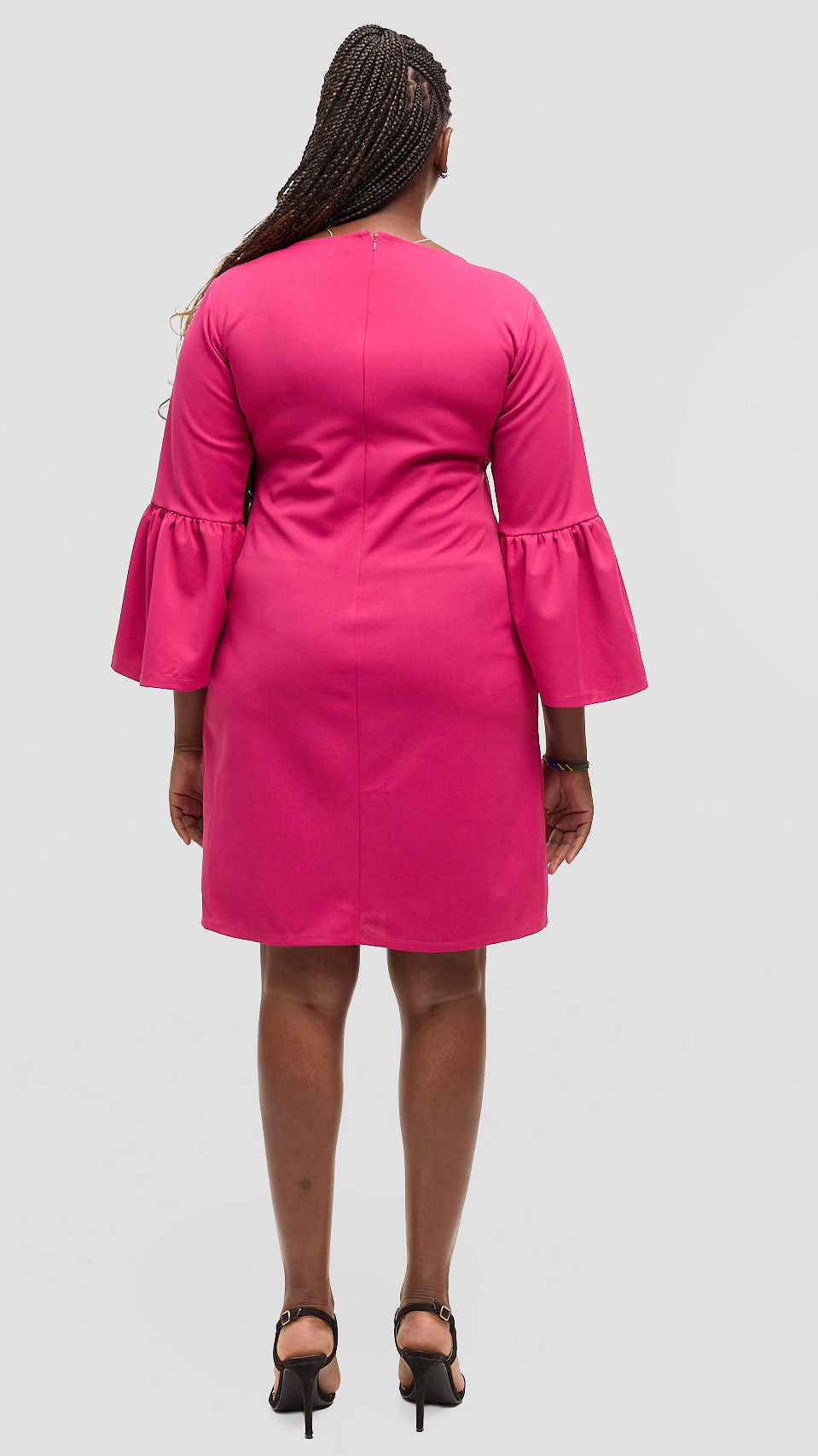 Anzo Shift Dress With Puffed Sleeves - Hot Pink
