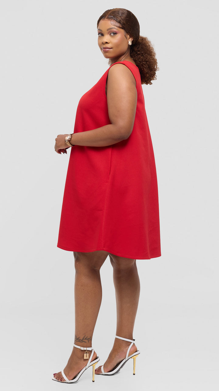 Anzo Wear Shift A-Line Swing Dress - Red