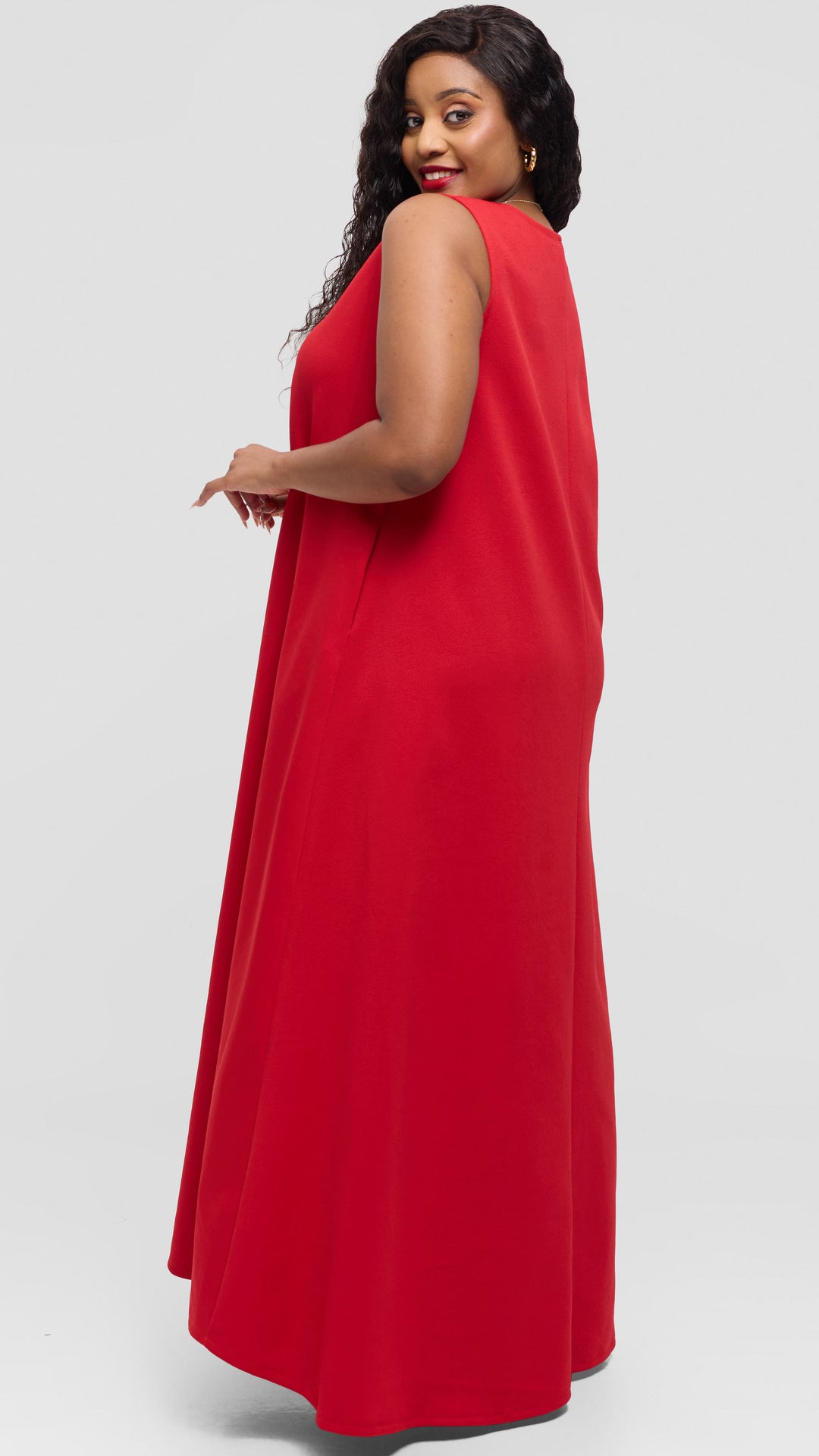 Anzo A-Line Maxi Swing Dress - Red