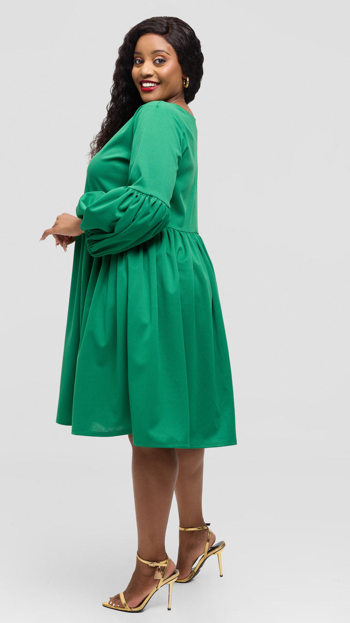 Anzo Wear Puffed Babydoll Dress - Emerald Green