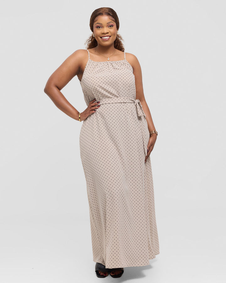 Anzo Wear Maxi Sleeveless - Beige Polka