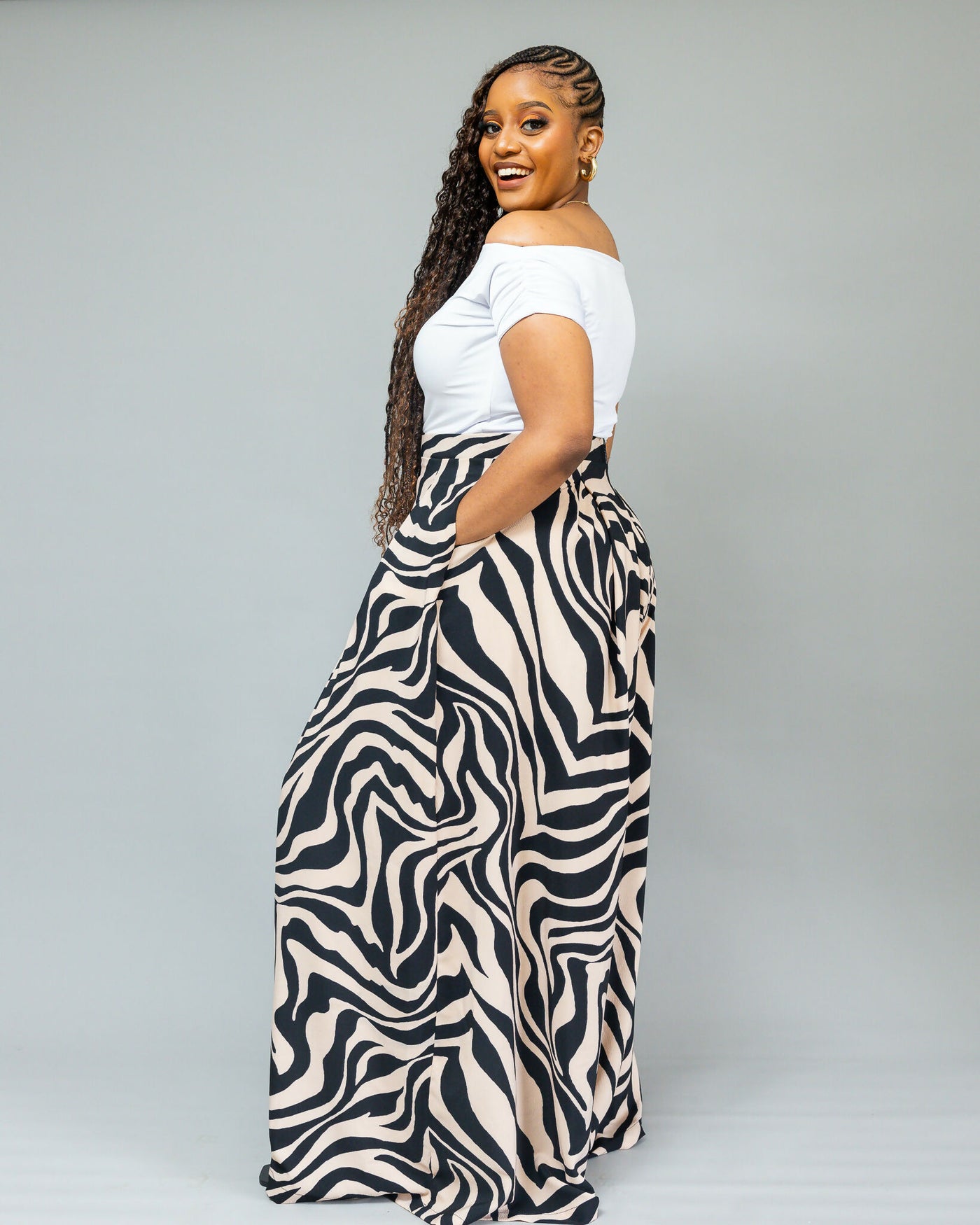 African Yuva Zola Palazzo Pant - Black / White