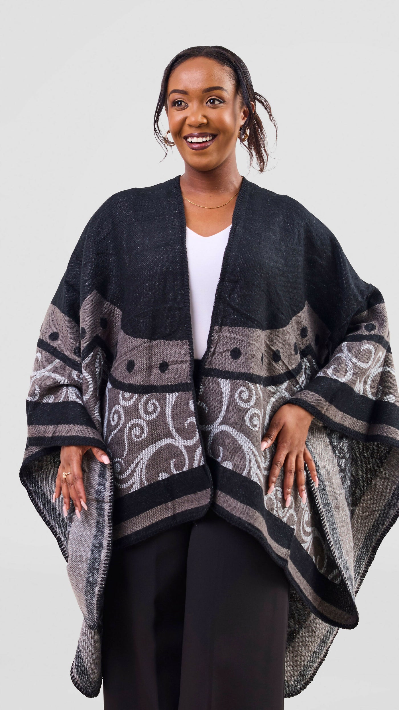 Afrodame Light Poncho - Black / Grey