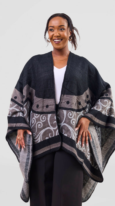 Afrodame Light Poncho - Black / Grey