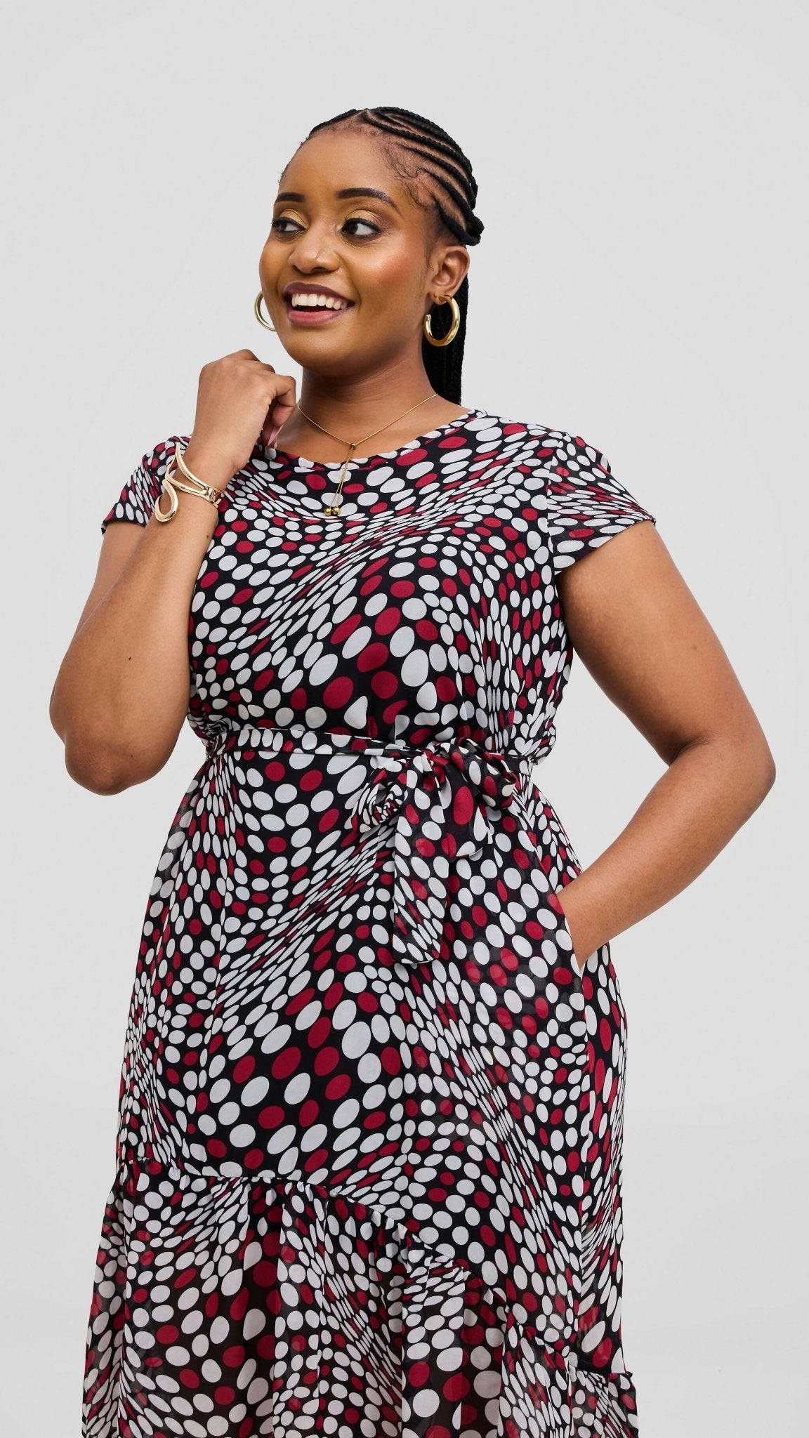 Lizola Lacey Shift Dress - Red / White / Black - Shopzetu