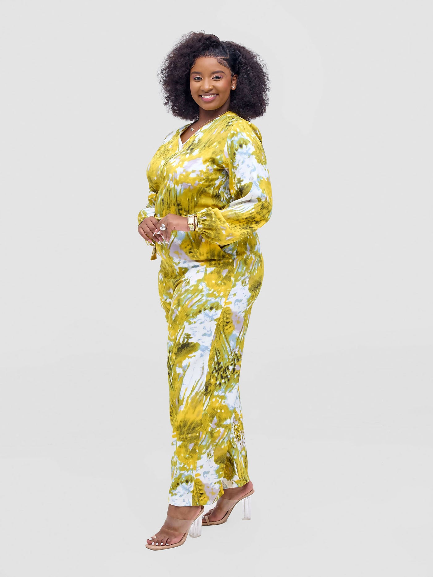 Lizola Theodore Jumpsuit - White / Yellow - Shopzetu