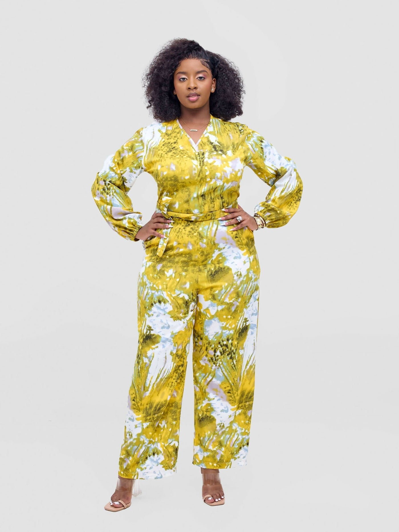 Lizola Theodore Jumpsuit - White / Yellow - Shopzetu