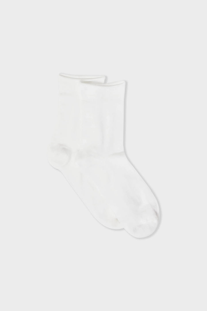 Coton Midi Chaussettes Ecru