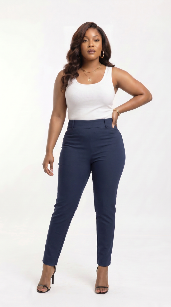 Vivo Slim Fit Pants in Crepe - Navy