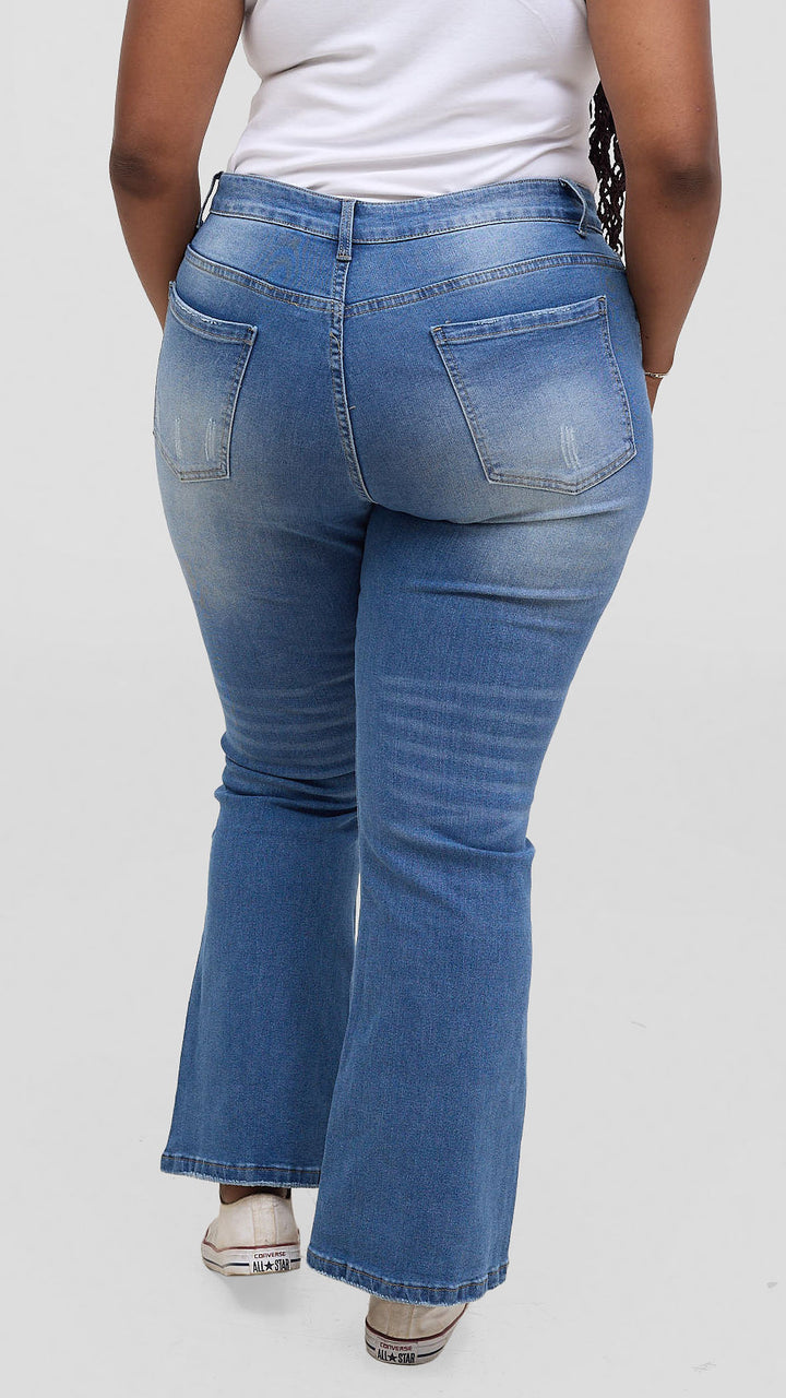 The Fashion Frenzy Liora High Rise Flare Jean - Blue