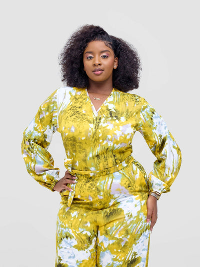 Lizola Theodore Jumpsuit - White / Yellow - Shopzetu