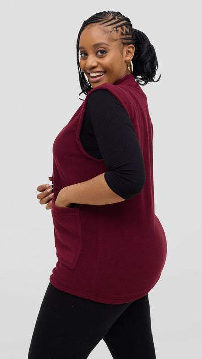 Timyt Urban Wear Curvy Plus Size Fleece With Frontal Pockets & Press Button Sweaters - Maroon