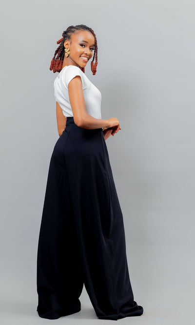 Afriwia Mrembo Wide Leg Pant - Black - Shopzetu