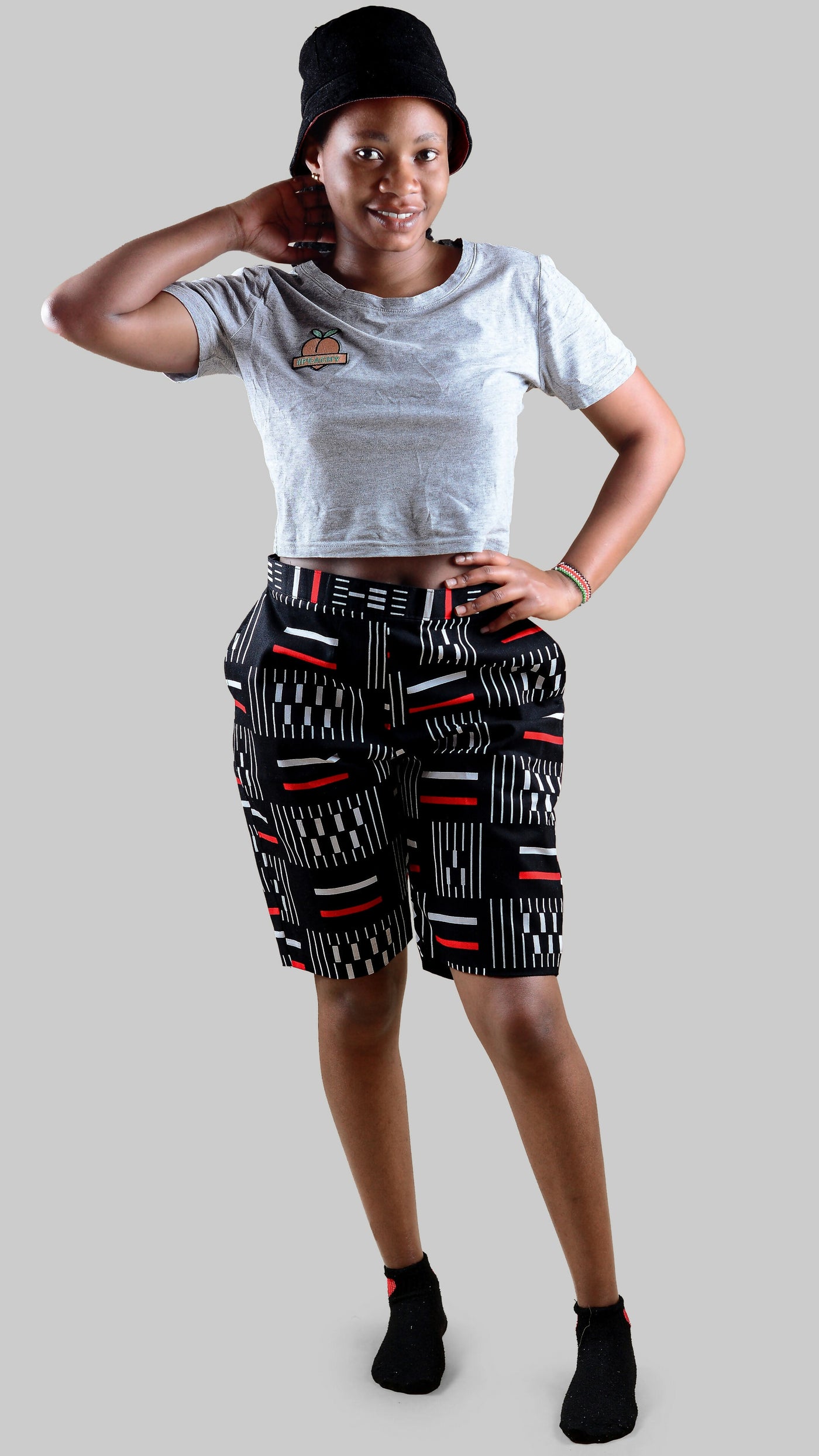 Afrikana Graphic Contrast Ankara Short - Ankara Print